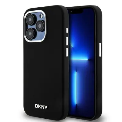 DKNY TEKOČI SILIKONSKI OVITEK ZA MAGSAFE OVITEK ZA IPHONE 15 PRO ČRN
