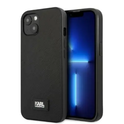 KARL LAGERFELD HARDCASE IPHONE 13 MINI 5.4 BLACK SAFFIANO PLAQUE CASE