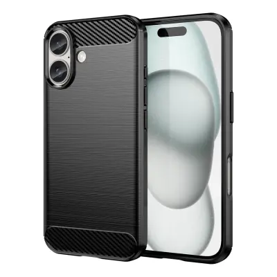 SILIKONSKI KARBONSKI OVITEK ZA IPHONE 16 - OVITEK, OVITEK ČRN