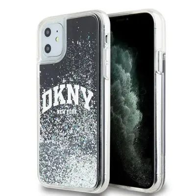 DKNY TEKOČI OVITEK Z BLEŠČICAMI VELIK LOGO ZA IPHONE 11 XR ČRN