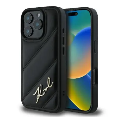 PREŠIT OVITEK SIGNATURE KARL LAGERFELD ZA IPHONE 16 PRO MAX ČRN