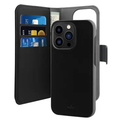 PURO OVITEK ZA MAGSAFE 2V1 S PREKLOPOM IN DENARNICO ZA IPHONE 14 PRO MAX ČRN
