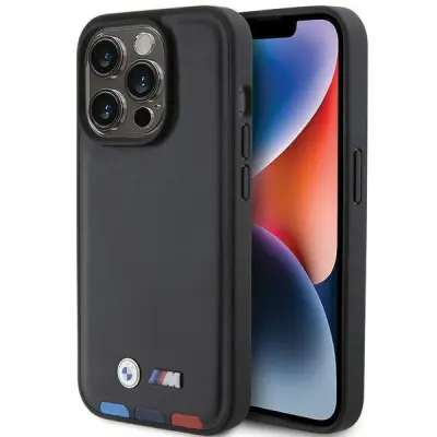 BMW USNJENI STAMP TRICOLOR CASE OVITEK ZA IPHONE 15 PRO ČRN