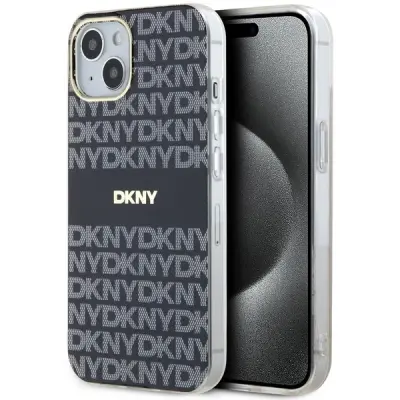 ETUI DKNY IML MONO & STRIPE MAGSAFE NA IPHONE 15 PLUS / 14 PLUS - CZARNE