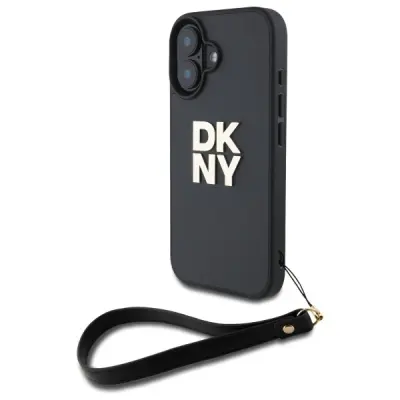 DKNY PAŠEK ZA ZAPESTJE STOCK LOGO OVITEK ZA IPHONE 16 ČRN OVITEK