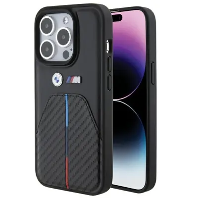 OVITEK BMW STAMPED TRICOLOR STRIPE OVITEK ZA IPHONE 15 PRO, ČRN