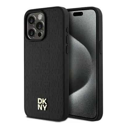DKNY USNJEN OVITEK MONOGRAM ZA MAGSAFE ZA IPHONE 15 PRO MAX ČRN