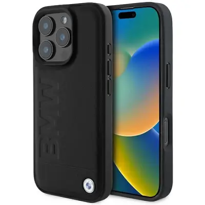 USNJENI OVITEK BMW HOT STAMP ZA MAGSAFE OVITEK ZA IPHONE 16 PRO ČRN