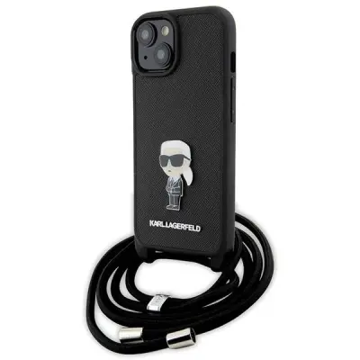 KARL LAGERFELD OVITEK CROSSBODY SAFFIANO MONOGRAM ZA IPHONE 15 ČRN