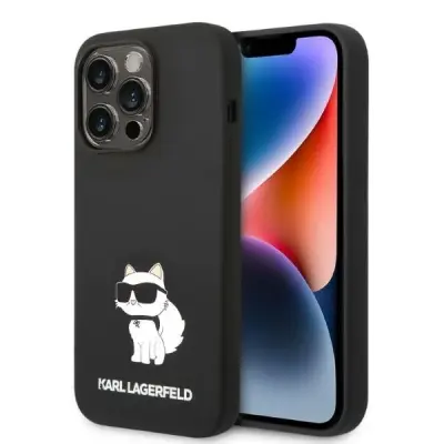 SILIKONSKI OVITEK CHOUPETTE KARL LAGERFELD ZA IPHONE 14 PRO MAX - ČRN