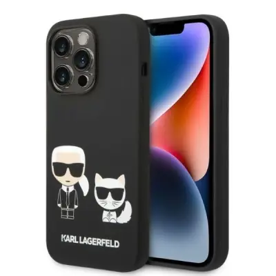 TEKOČI SILIKONSKI OVITEK KARL LAGERFELD ZA MAGSAFE ZA IPHONE 14 PRO ČRN