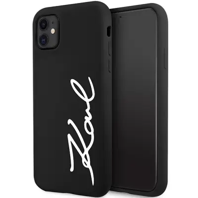 SILIKONSKI OVITEK S PODPISOM KARL LAGERFELD ZA IPHONE 11/XR ČRN