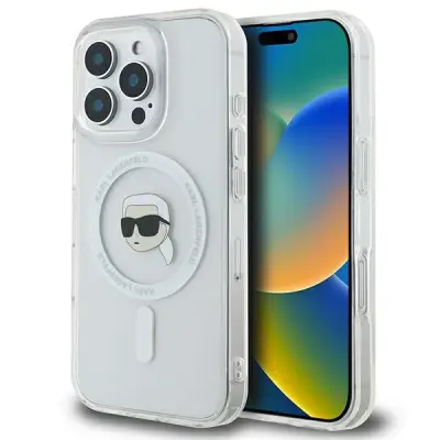 KARL LAGERFELD IML KOVINSKI OVITEK KARL HEAD ZA MAGSAFE ZA IPHONE 16 PRO BEL