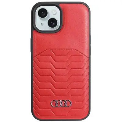 OVITEK IZ SINTETIČNEGA USNJA AUDI ZA MAGSAFE OVITEK ZA IPHONE 15 PLUS 14 PLUS RDEČ