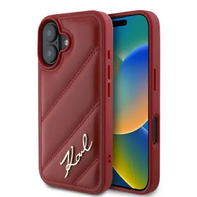 PREŠIT OVITEK KARL LAGERFELD DIAGONAL SCRIPT ZA IPHONE 16 - RDEČ