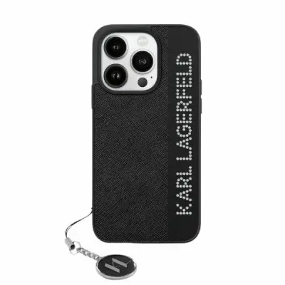 OVITEK KARL LAGERFELD SAFFIANO RHINESTONES ZA IPHONE 15 PRO MAX ČRN