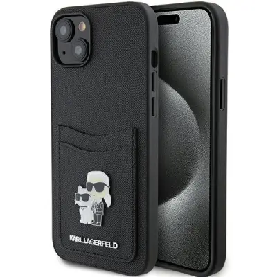 KARL LAGERFELD SAFFIANO CARDSLOT OVITEK KARL&CHOUPETTE ZA IPHONE 15 ČRNA