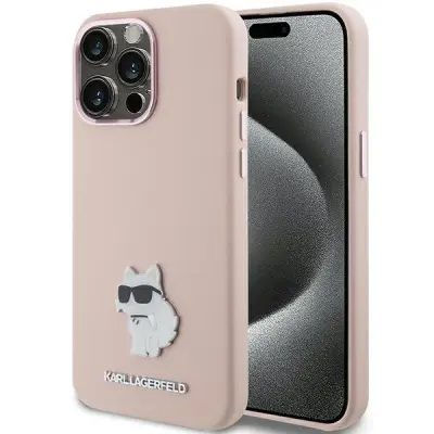 SILIKONSKI OVITEK CHOUPETTE KARL LAGERFELD ZA IPHONE 15 PRO MAX ROZA