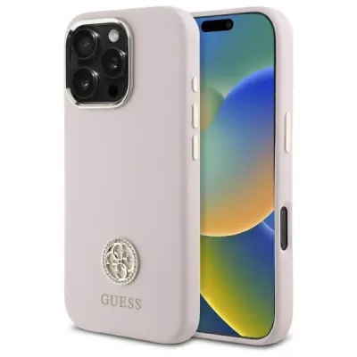 SILIKONSKI OVITEK GUESS LOGO STRASS 4G ZA IPHONE 16 PRO MAX