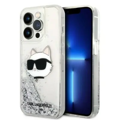 KARL LAGERFELD GLITTER CHOUPETTE HEAD OVITEK ZA IPHONE 14 PRO MAX - SREBRN