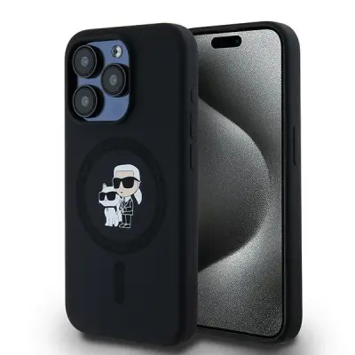 KARL LAGERFELD SILIKONSKI OVITEK KARL&CHOUPETTE ZA MAGSAFE ZA IPHONE 15 PRO ČRN