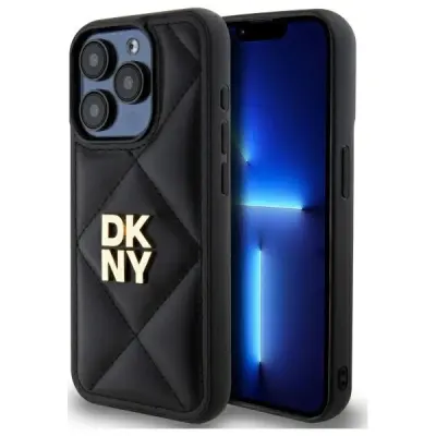 OVITEK DKNY QUILTED STACK LOGO CASE OVITEK ZA IPHONE 15 PRO MAX ČRN