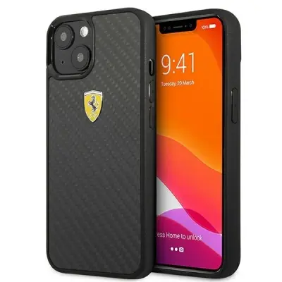 FERRARI ON TRACK REAL CARBON CASE OVITEK ZA IPHONE 13 MINI ČRN