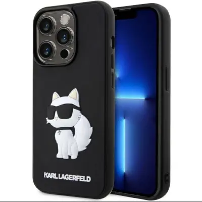 KARL LAGERFELD GUMIJASTI OVITEK CHOUPETTE 3D ZA IPHONE 14 PRO ČRN