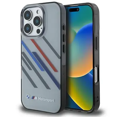 BMW MOTOSPORT IML RANDOM STRIPES CASE OVITEK ZA IPHONE 16 PRO SIVA