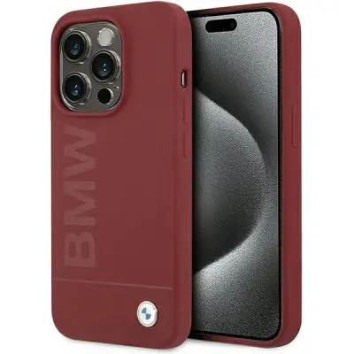 BMW SILIKONSKI OVITEK BIG LOGO ZA MAGSAFE ZA IPHONE 15 PRO - RDEČ