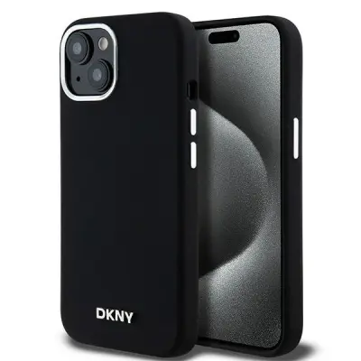 DKNY TEKOČI SILIKONSKI OVITEK ZA MAGSAFE ZA IPHONE 15 PLUS / 14 PLUS ČRN