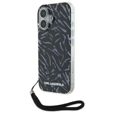 OVITEK ZEBRA Z VRVICAMI KARL LAGERFELD ZA IPHONE 16 VIJOLIČEN OVITEK