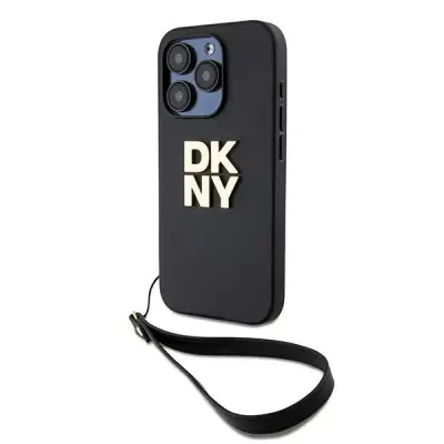 OVITEK DKNY OVITEK ZA IPHONE 15 PRO S PASOM ZA ZAPES LOGO ČRN
