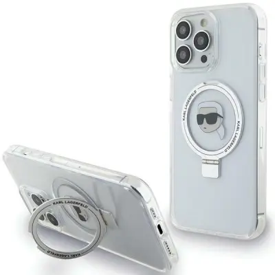 KARL LAGERFELD STOJALO ZA PRSTANE KARL HEAD OVITEK ZA MAGSAFE ZA IPHONE 15 PRO MAX BELA