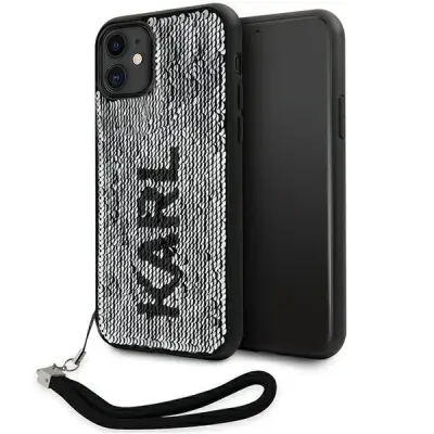 OVITEK CORD CASE Z BLEŠČICAMI KARL LAGERFELD ZA IPHONE 11 / XR - OVITEK SREBRN