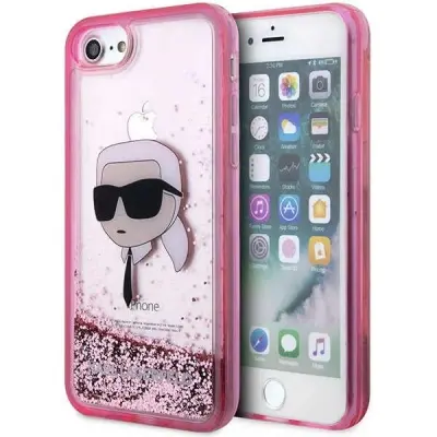 ETUI KARL LAGERFELD KLHCI8LNKHCP NA IPHONE 7/8/ SE 2020 / SE 2022 - RÓŻOWE GLITTER KARL HEAD