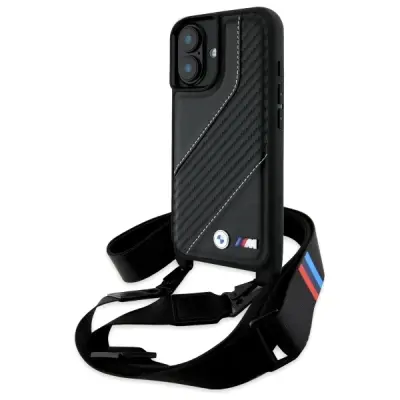 OVITEK BMW M EDITION CARBON STRIPE & STRAP ZA IPHONE 16 PLUS ČRN