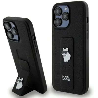 ETUI KARL LAGERFELD GRIPSTAND SAFFIANO CHOUPETTE PINS NA IPHONE 13 PRO MAX - CZARNE
