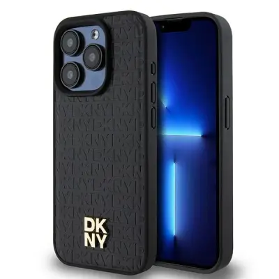 DKNY USNJEN OVITEK MONOGRAM ZA MAGSAFE ZA IPHONE 15 PRO ČRN