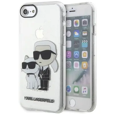ETUI KARL LAGERFELD KLHCI8HNKCTGT NA IPHONE 7/8/ SE 2020 / SE 2022 - PRZEZROCZYSTE HARDCASE GLITER KARL&CHOUPETTE