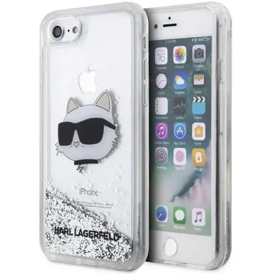 OVITEK KARL LAGERFELD ZA IPHONE 7 8 SE 2020 2022 SREBRN Z BLEŠČICAMI