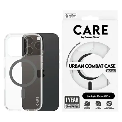 CARE BY PANZERGLASS FLAGSHIP OVITEK ZA IPHONE 16 PRO 6.3 ČRN ZA MAGSAFE