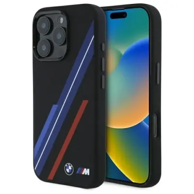BMW SILIKONSKI OVITEK RANDOM LINES ZA MAGSAFE ZA IPHONE 16 PRO MAX ČRN