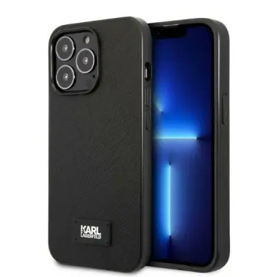OVITEK PLAQUE KARL LAGERFELD SAFFIANO ZA IPHONE 13 PRO 13 ČRN