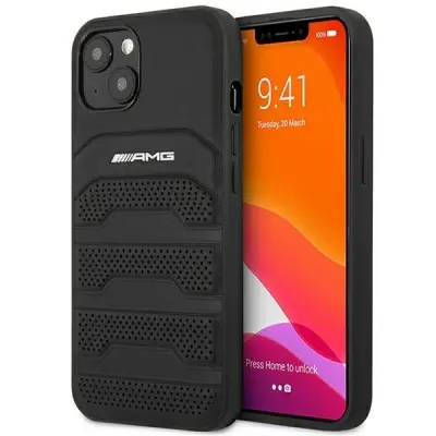 AMG USNJENI OVITEK Z VZGLIBLJENIMI ČRTAMI ZA IPHONE 14 PLUS ČRN