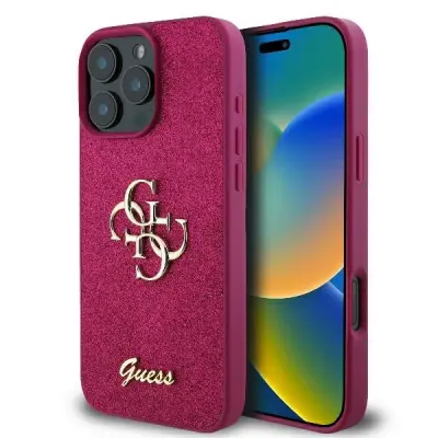 GUESS OVITEK FIXED GLITTER BIG 4G ZA IPHONE 16 PRO MAX VIJOLIČEN