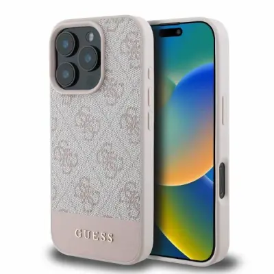 OVITEK GUESS 4G BOTTOM STRIPE CASE OVITEK ZA IPHONE 16 PRO ROZA