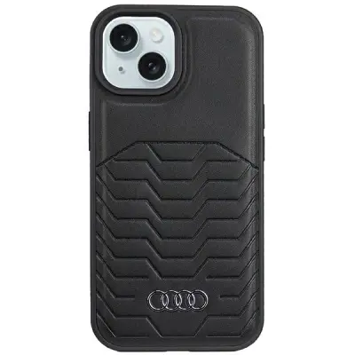 AUDI SINTETIČNO USNJE Z ZA MAGSAFE OVITEK ZA IPHONE 15 14 13 ČRNO
