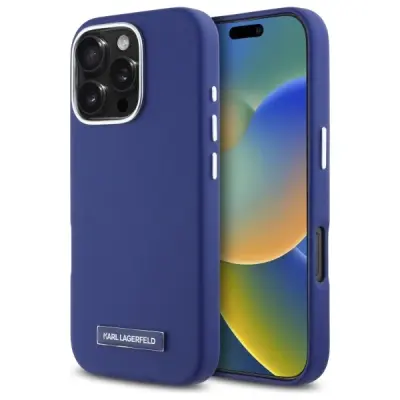 OVITEK KOVINSKA PLOČICA KARL LAGERFELD FW ZA MAGSAFE ZA IPHONE 16 PRO MAX MODRA