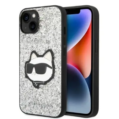 KARL LAGERFELD GLITTER CHOUPETTE PATCH OVITEK ZA IPHONE 14 PLUS SREBRNA
